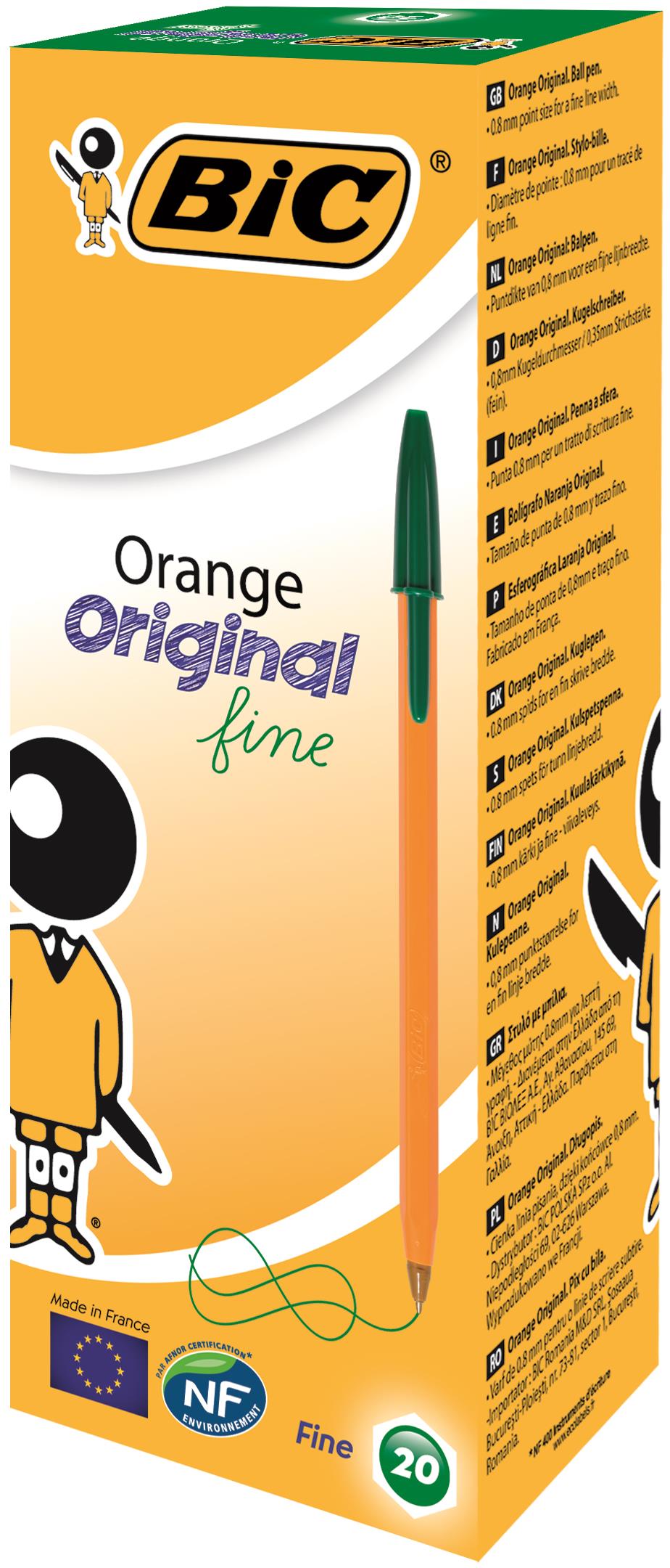 Bic Orange Ballpoint Pen 0.8mm Tip 0.30mm Line Green (Pack 20) - 1199110113 - ONE CLICK SUPPLIES