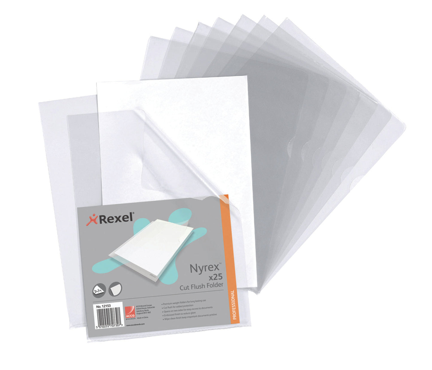 Rexel Nyrex Cut Flush Folder Polypropylene A4 110 Micron Clear (Pack 25) 12153 - ONE CLICK SUPPLIES