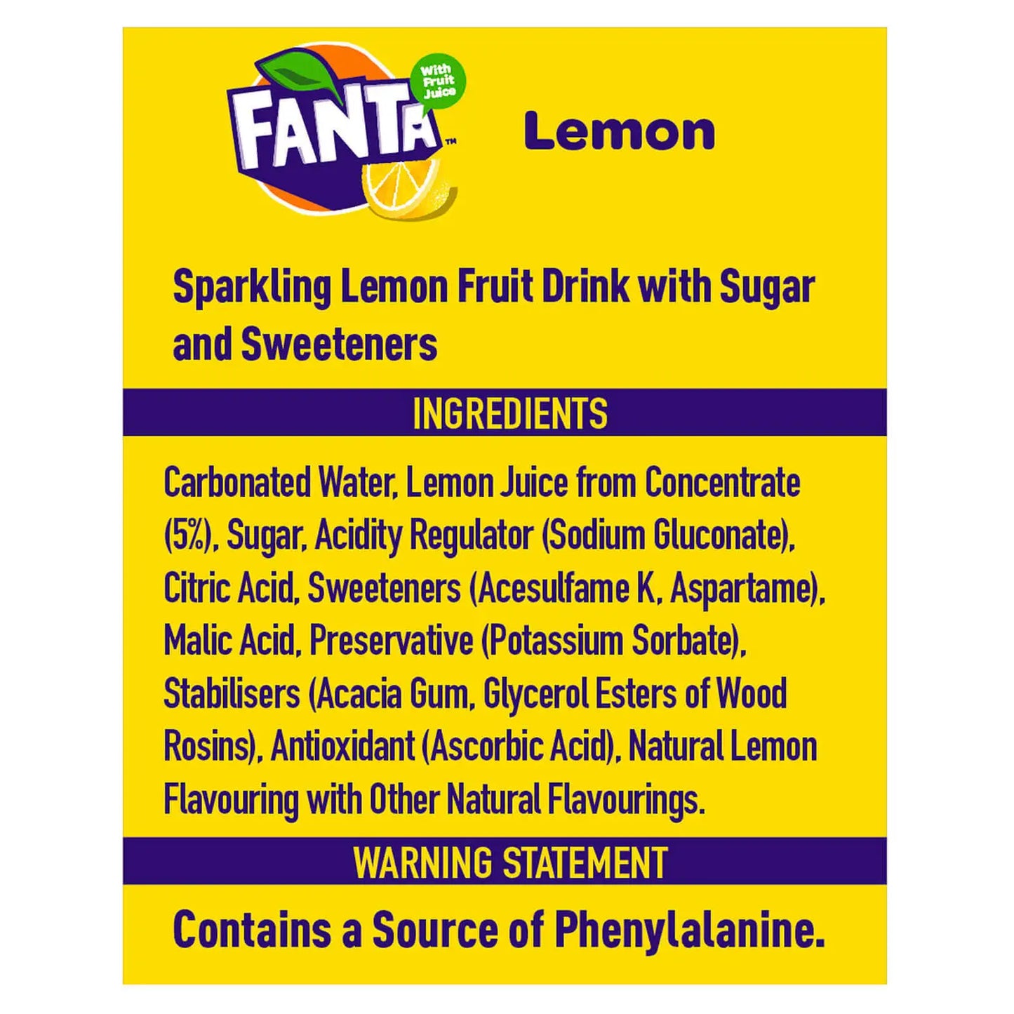 Fanta Lemon Soft Drink 330ml Can (Pack of 24)