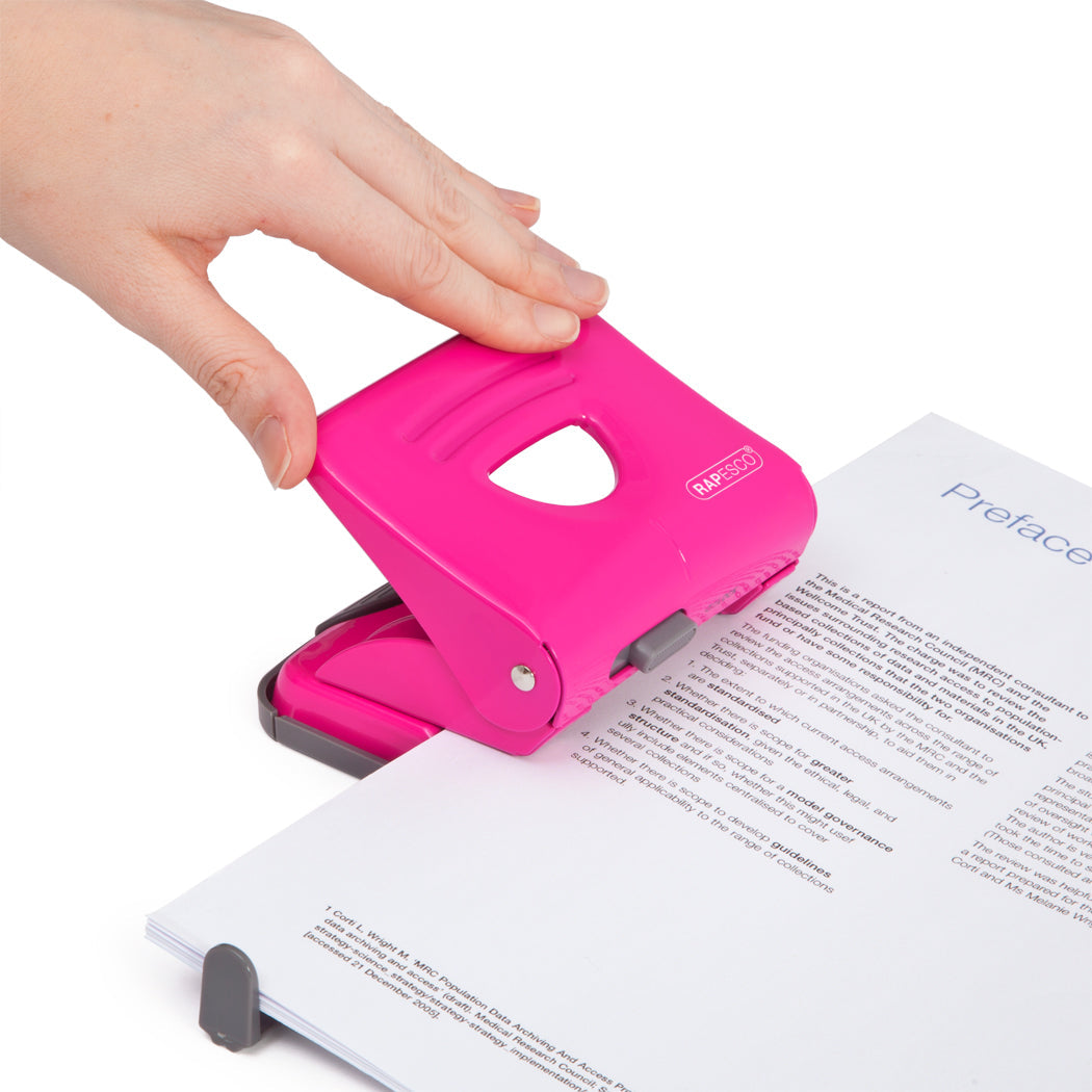 Rapesco 825 2 Hole Punch Metal 25 Sheet Hot Pink - 1360 - ONE CLICK SUPPLIES