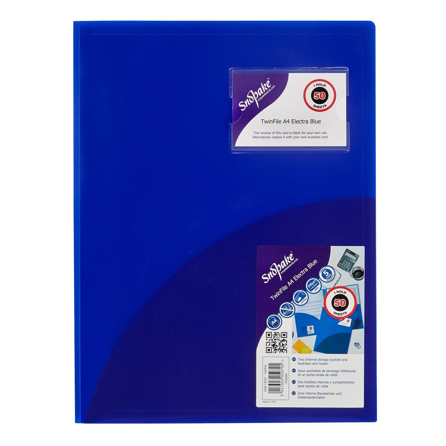 Snopake Twinfile Polypropylene A4 300 Micron Electric Blue (Pack 5) - 14032 - ONE CLICK SUPPLIES