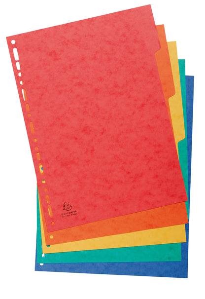 Exacompta Divider 5 Part A4 225gsm Pressboard Assorted Colours - 1405E - ONE CLICK SUPPLIES