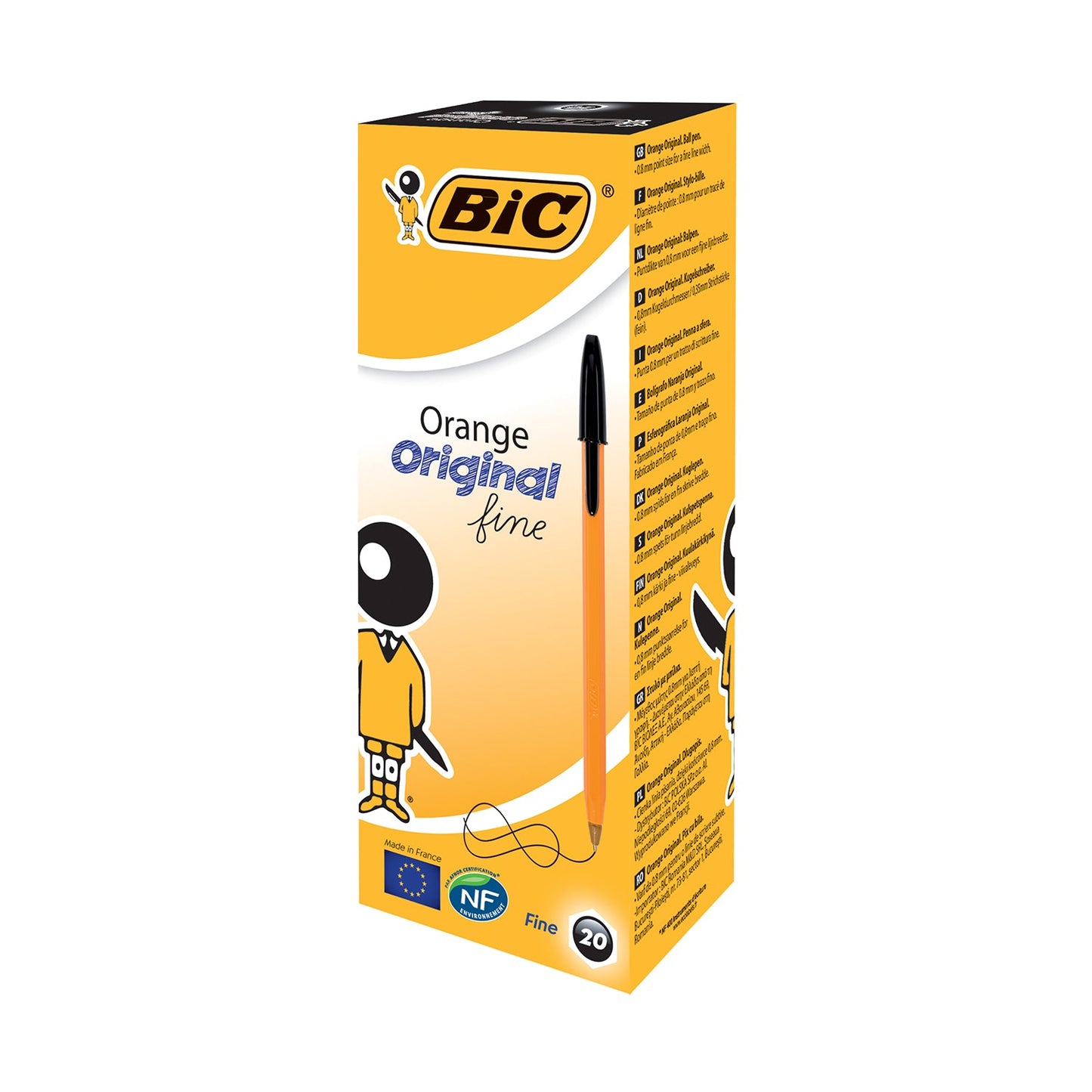 Bic Orange Fine Ballpoint Pen Black (Pack of 20) 1199110114 - ONE CLICK SUPPLIES