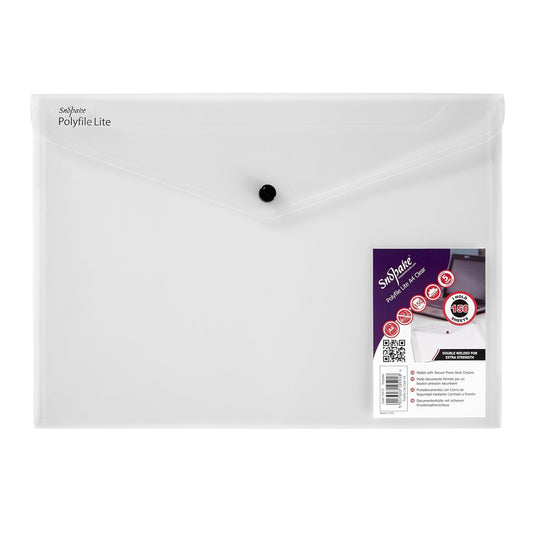 Snopake Lite Polyfile Wallet File Polypropylene A4 Clear (Pack 5) - 15412 - ONE CLICK SUPPLIES