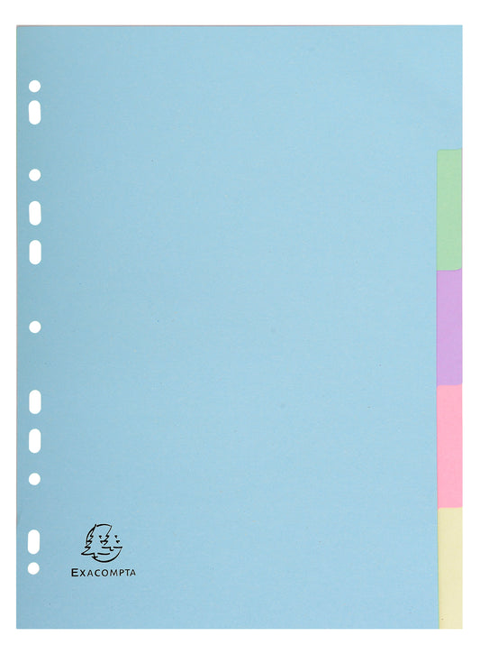 Exacompta Forever Recycled Divider 5 Part A4 170gsm Card Assorted Colours - 1605E - ONE CLICK SUPPLIES