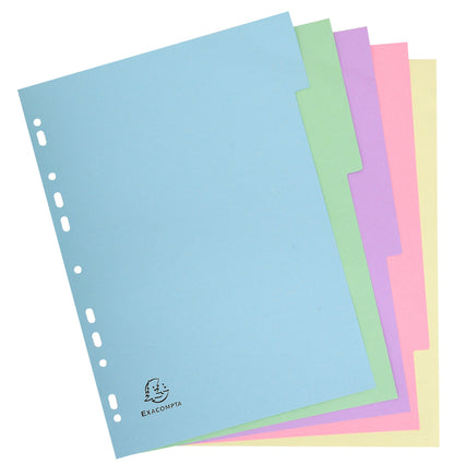 Exacompta Forever Recycled Divider 5 Part A4 170gsm Card Assorted Colours - 1605E - ONE CLICK SUPPLIES