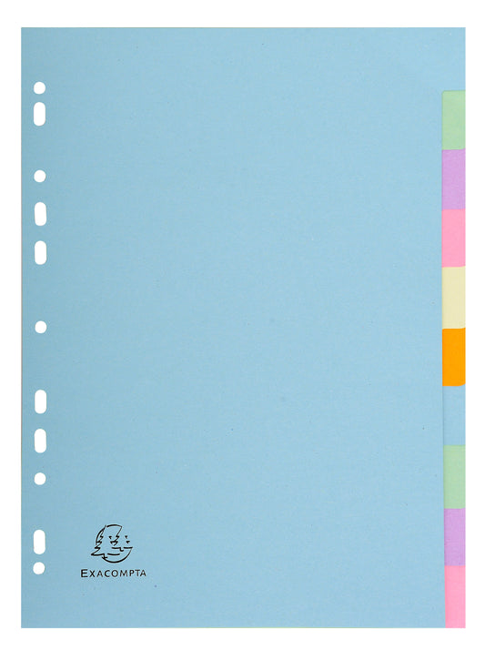 Exacompta Forever Recycled Divider 10 Part A4 170gsm Card Assorted Colours - 1610E - ONE CLICK SUPPLIES