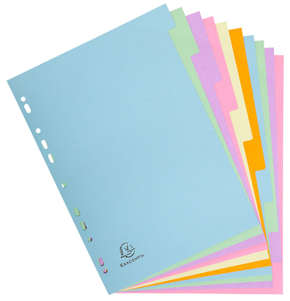 Exacompta Forever Recycled Divider 10 Part A4 170gsm Card Assorted Colours - 1610E - ONE CLICK SUPPLIES