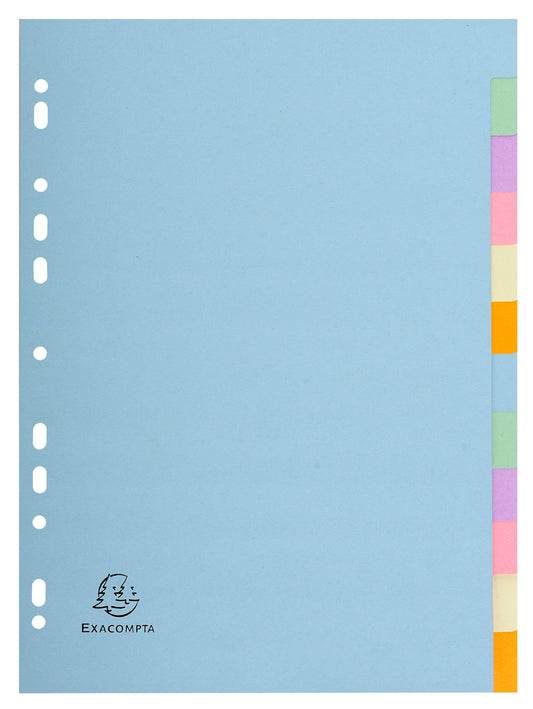 Exacompta Forever Recycled Divider 12 Part A4 170gsm Card Assorted Colours - 1612E - ONE CLICK SUPPLIES