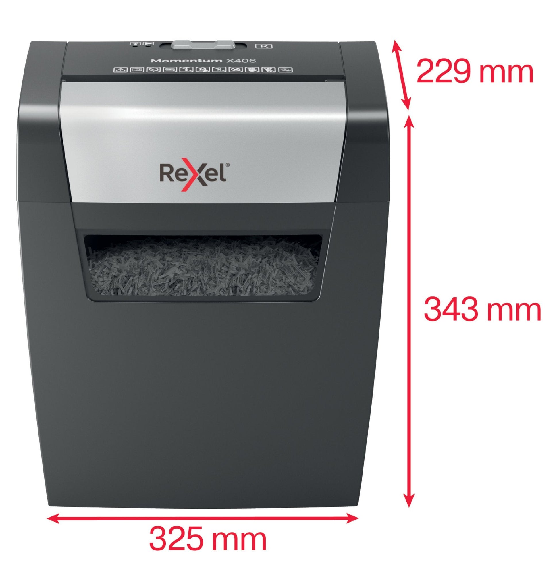 Rexel Momentum X406 Cross Cut Shredder 15 Litre 6 Sheet Black 2104569 - ONE CLICK SUPPLIES