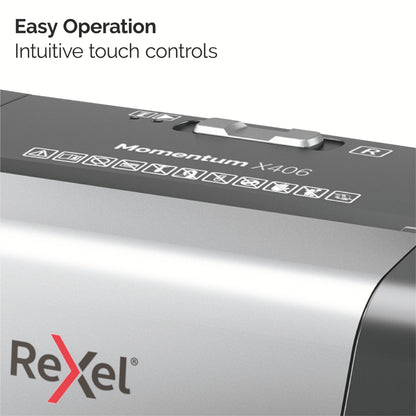 Rexel Momentum X406 Cross Cut Shredder 15 Litre 6 Sheet Black 2104569 - ONE CLICK SUPPLIES