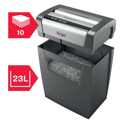 Rexel Momentum X410 Cross Cut Shredder 23 Litre 10 Sheet Black 2104571 - ONE CLICK SUPPLIES