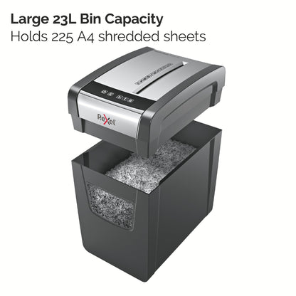 Rexel Momentum X410-SL Slimline Cross Cut Shredder 23 Litre 10 Sheet Black 2104573 - ONE CLICK SUPPLIES