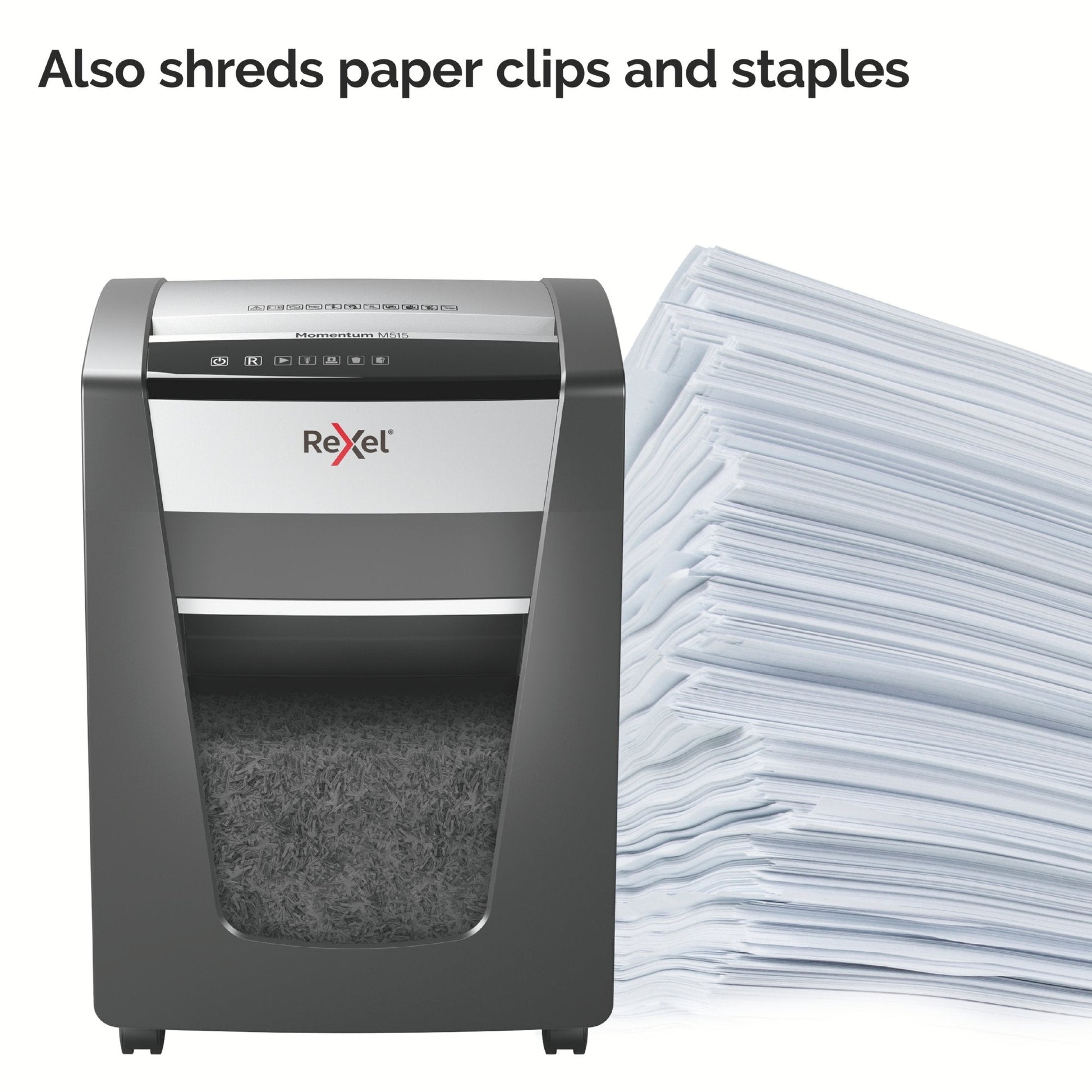 Rexel Momentum M515 Micro Cut Shredder 30 Litre 15 Sheet Black 2104577 - ONE CLICK SUPPLIES