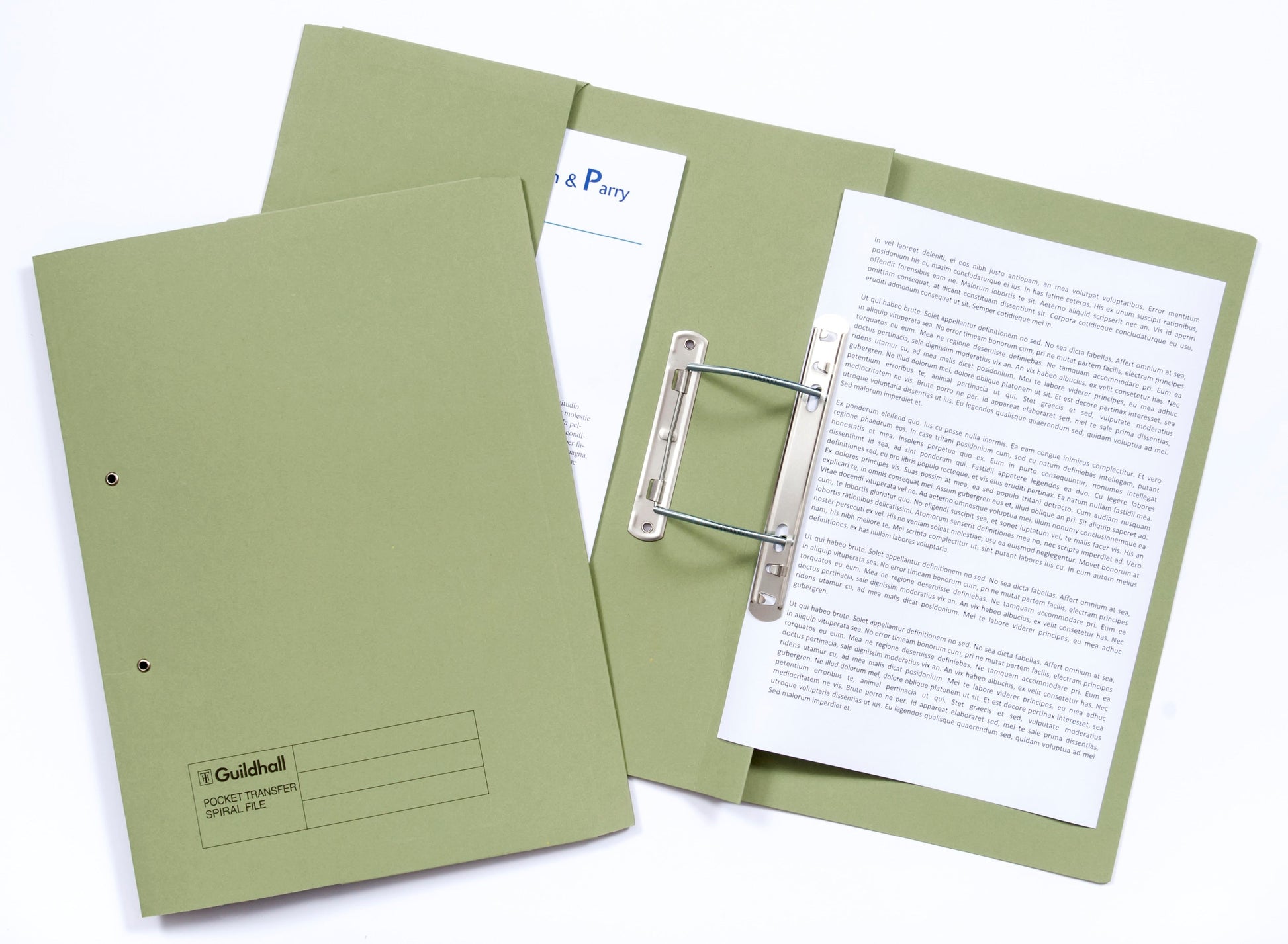 Guildhall Spring Pocket Transfer File Manilla Foolscap 420gsm Green (Pack 25) - 211/6002Z - ONE CLICK SUPPLIES