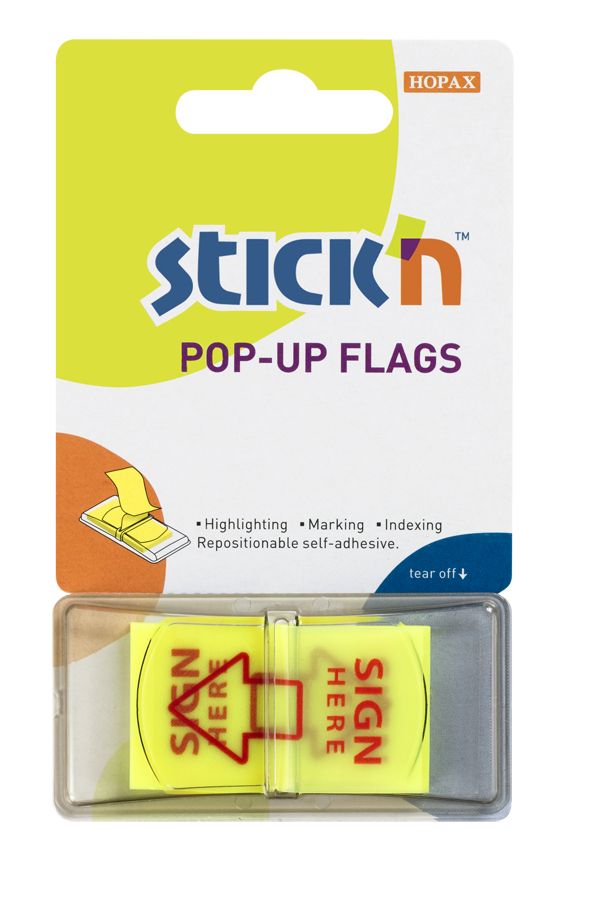 ValueX Index Flags Sign Here 25x45mm Yellow (Pack 50) 26015 - ONE CLICK SUPPLIES