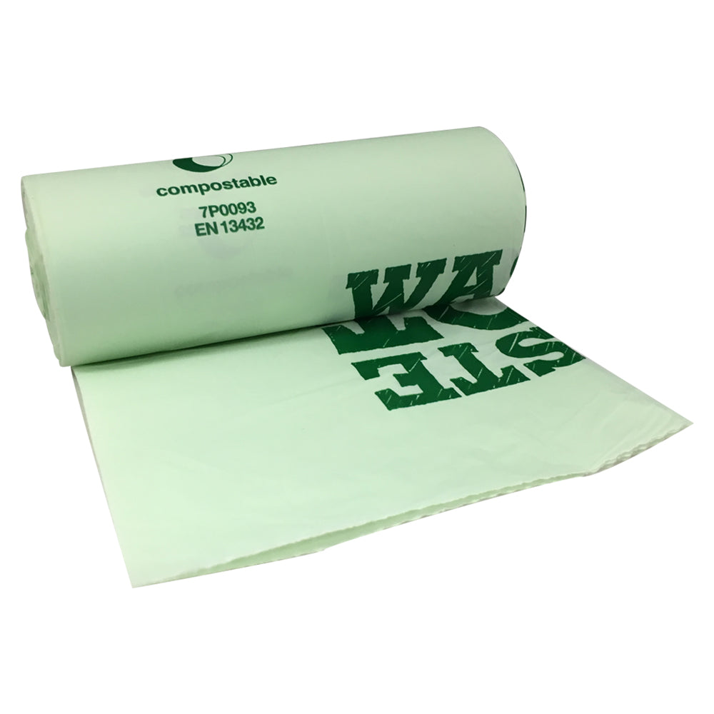 Compostable Biodegradable Food Waste 10 Litre Bin Liner Bags Roll (20 Bags) - ONE CLICK SUPPLIES