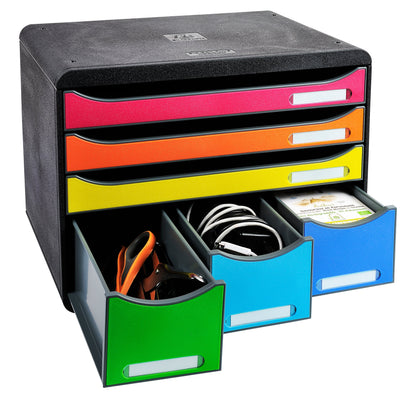 Exacompta Store Box Maxi 6 Drawer Set Open Black/Harlequin - 306798D - ONE CLICK SUPPLIES