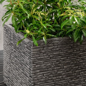 Strata Slate Pewter 32cm Short Square Planter