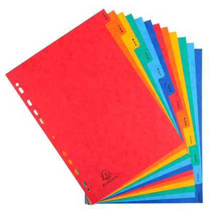 Exacompta Index Jan-Dec A4 225gsm Pressboard Assorted Colours - 3109Z - ONE CLICK SUPPLIES