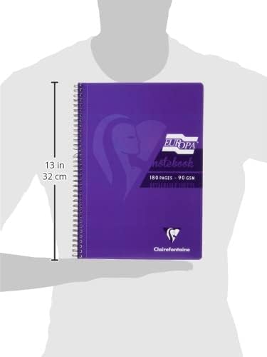 Clairefontaine Europa A4 Wirebound Card Cover Notebook Ruled 180 Pages Purple (Pack 5) - 5803Z