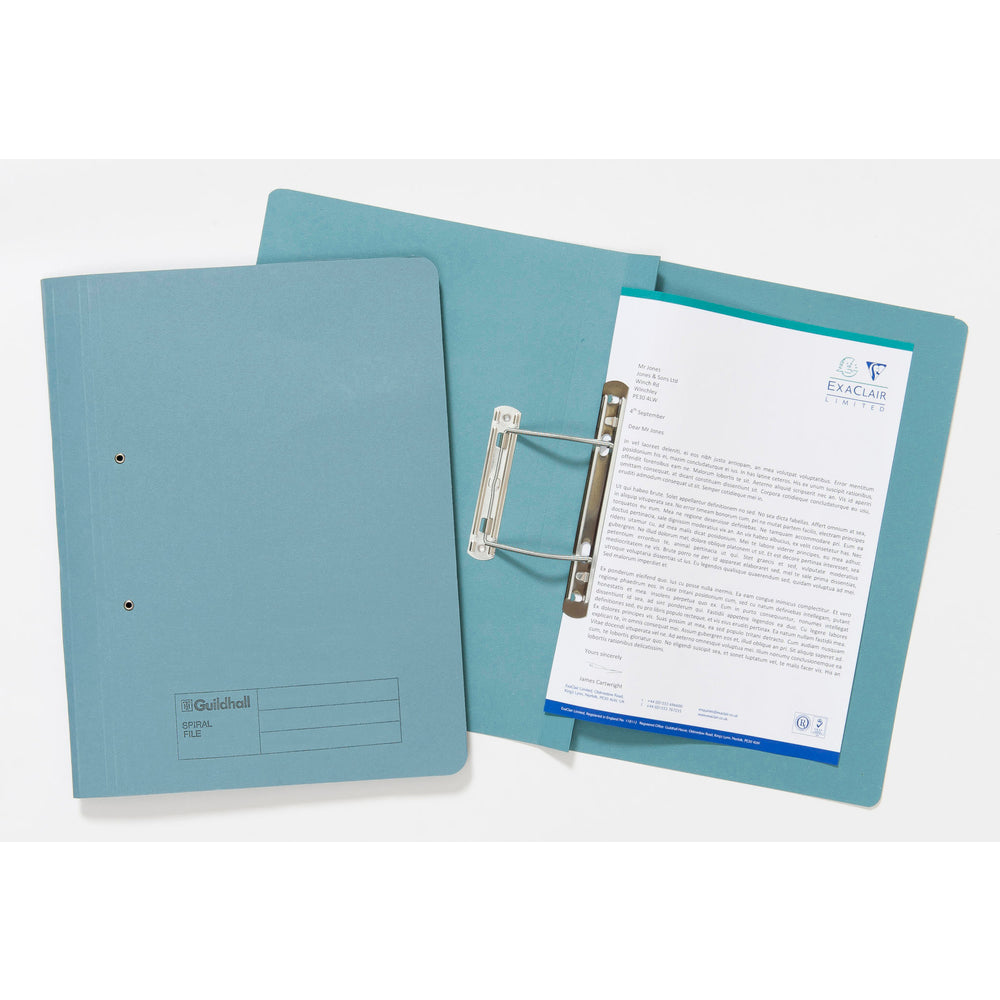 Guildhall Spring Transfer File Manilla Foolscap 285gsm Blue (Pack 25) - 346-BLUZ - ONE CLICK SUPPLIES