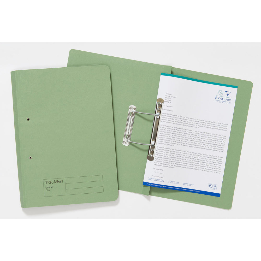 Guildhall Spring Transfer File Manilla Foolscap 285gsm Green (Pack 25) - 346-GRNZ - ONE CLICK SUPPLIES