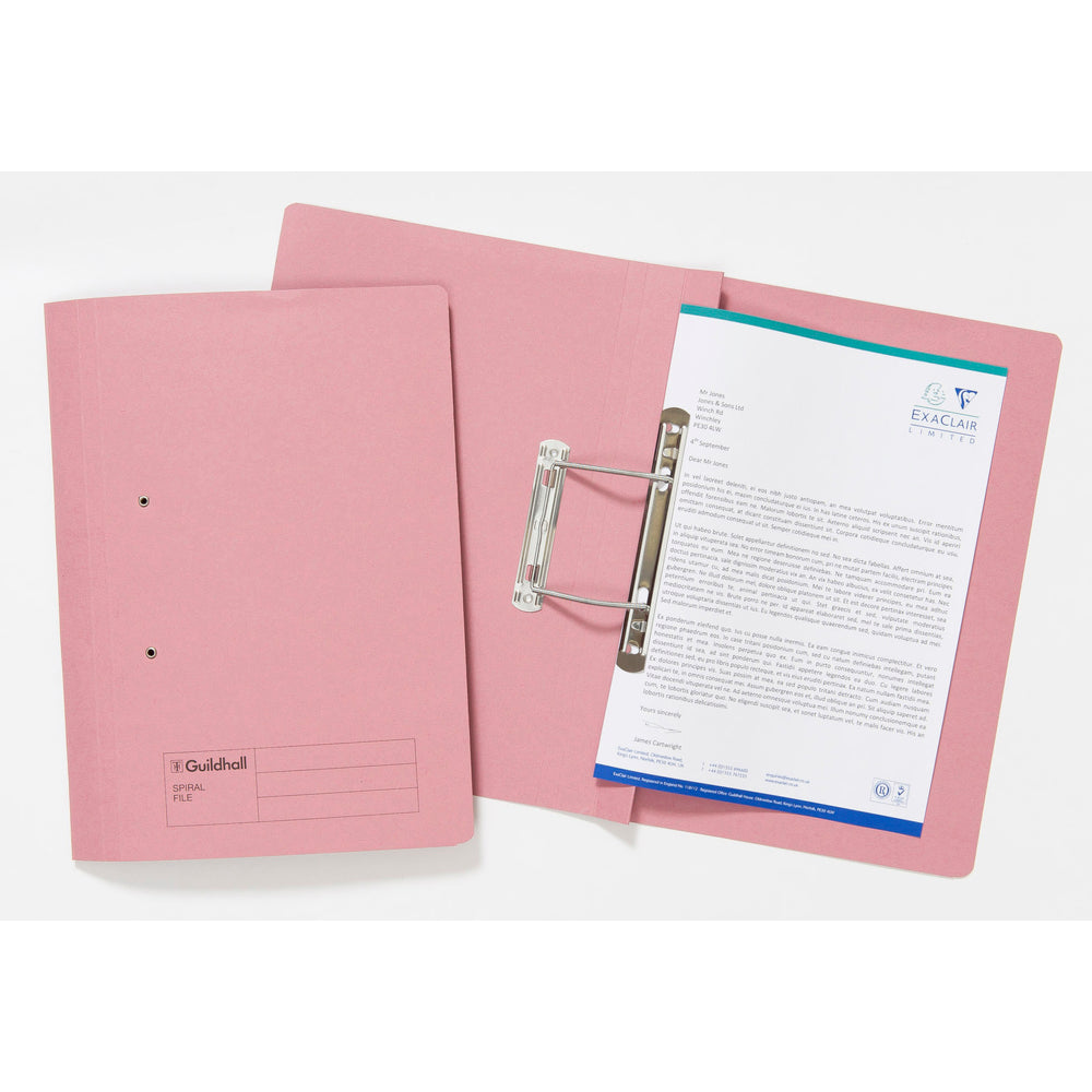 Guildhall Spring Transfer File Manilla Foolscap 285gsm Pink (Pack 25) - 346-PNKZ - ONE CLICK SUPPLIES