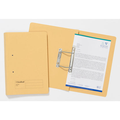 Guildhall Spring Transfer File Manilla Foolscap 285gsm Yellow (Pack 25) - 346-YLWZ - ONE CLICK SUPPLIES