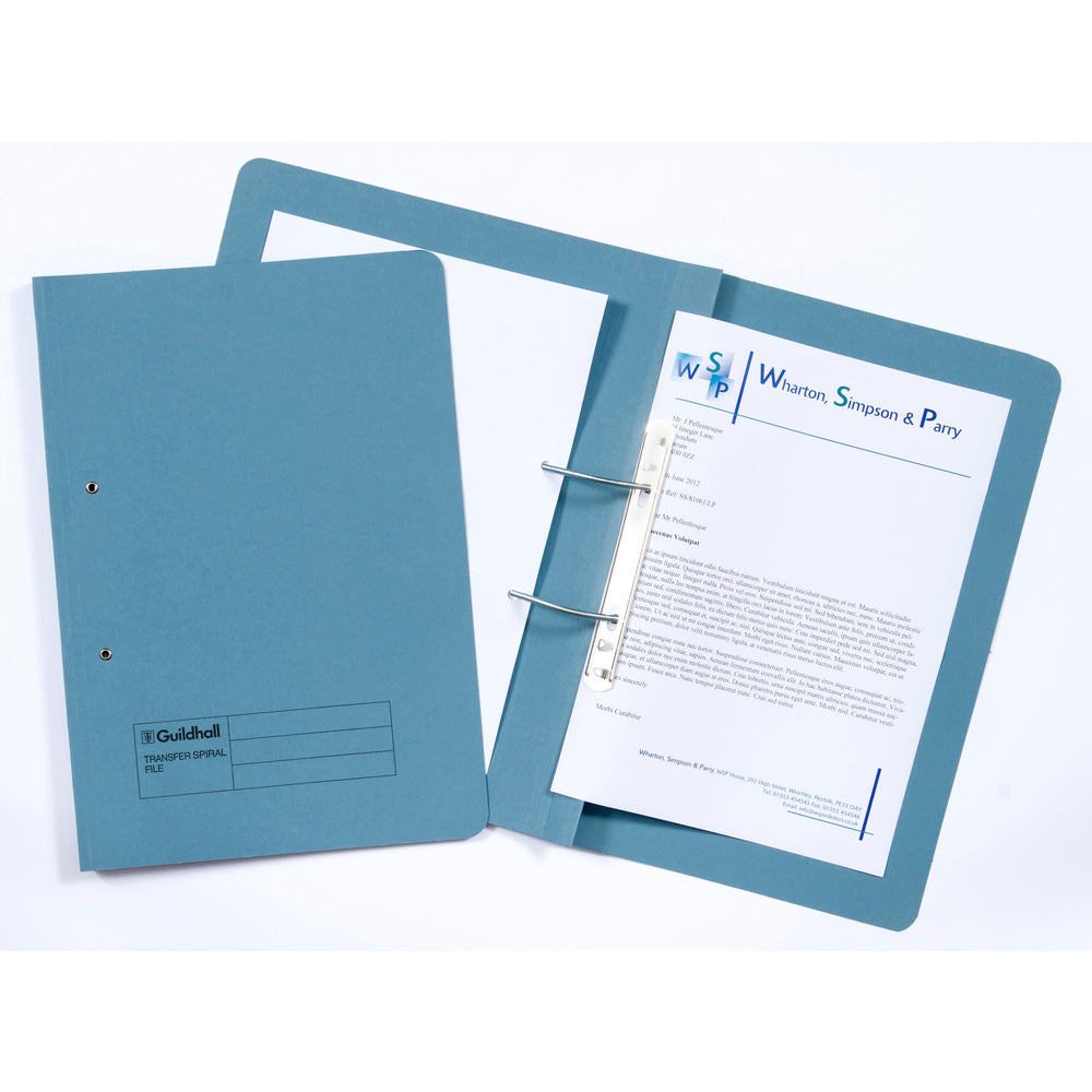 Guildhall Spring Transfer File Manilla Foolscap 315gsm Blue (Pack 50) - 348-BLUZ - ONE CLICK SUPPLIES