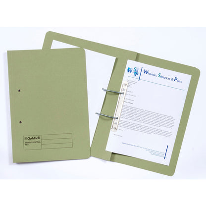 Guildhall Spring Transfer File Manilla Foolscap 315gsm Green (Pack 50) - 348-GRNZ - ONE CLICK SUPPLIES