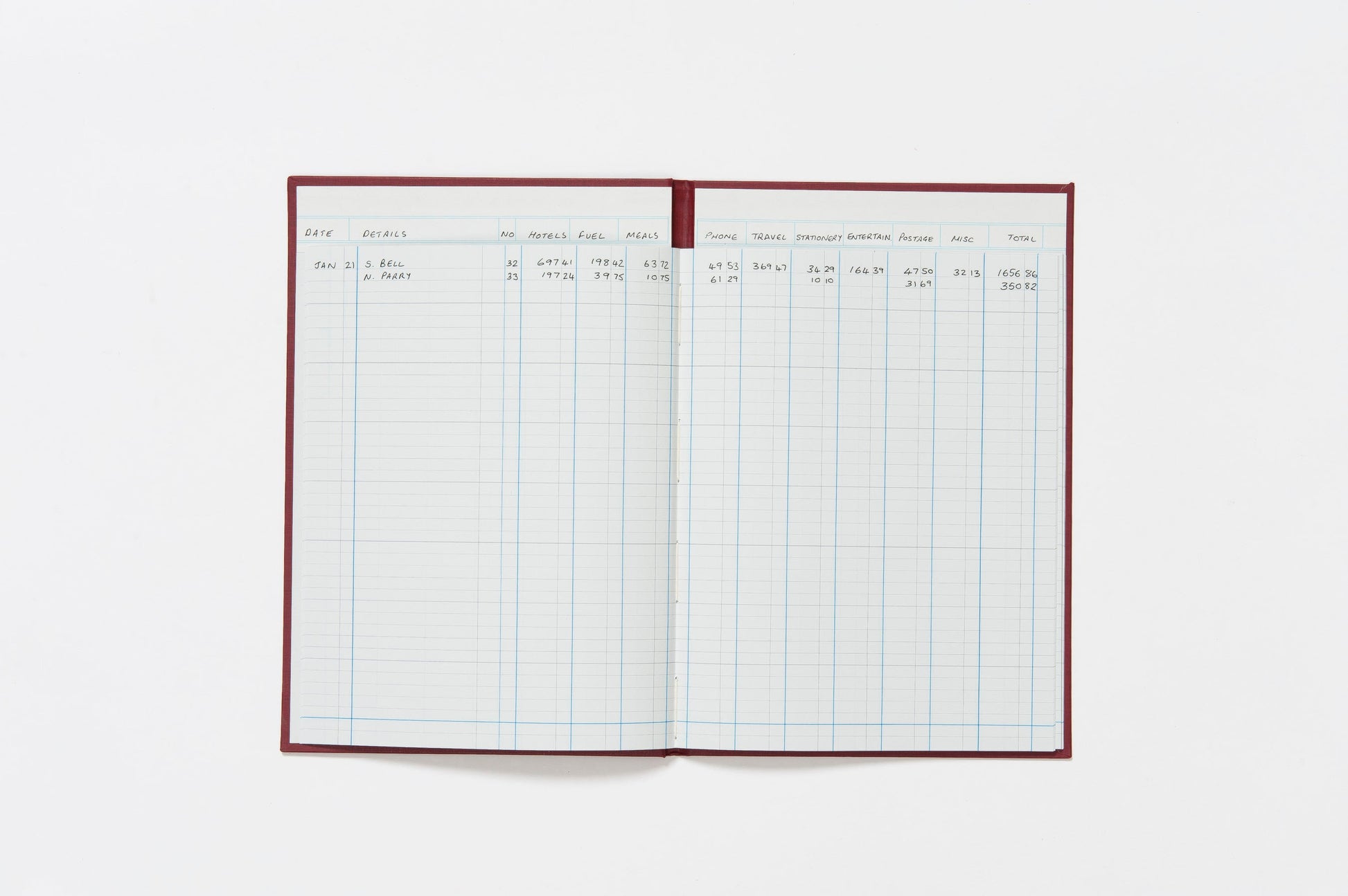 Guildhall Headliner Account Book Casebound 298x203mm 10 Cash Columns 80 Pages Red 38/10Z - ONE CLICK SUPPLIES