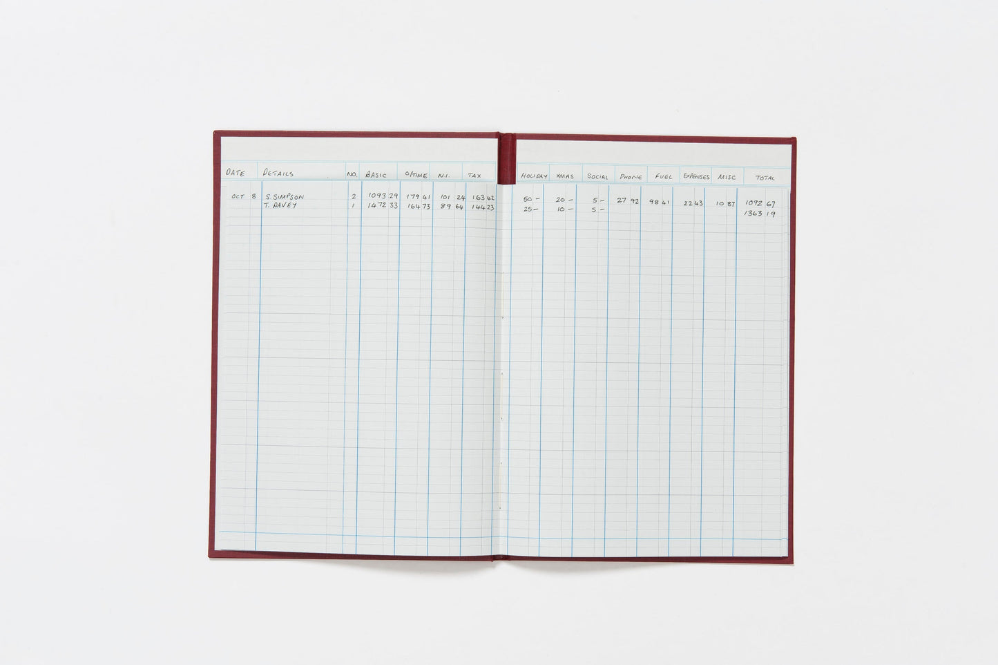 Guildhall Headliner Account Book Casebound 298x203mm 12 Cash Columns 80 Pages Red - 38/12Z - ONE CLICK SUPPLIES