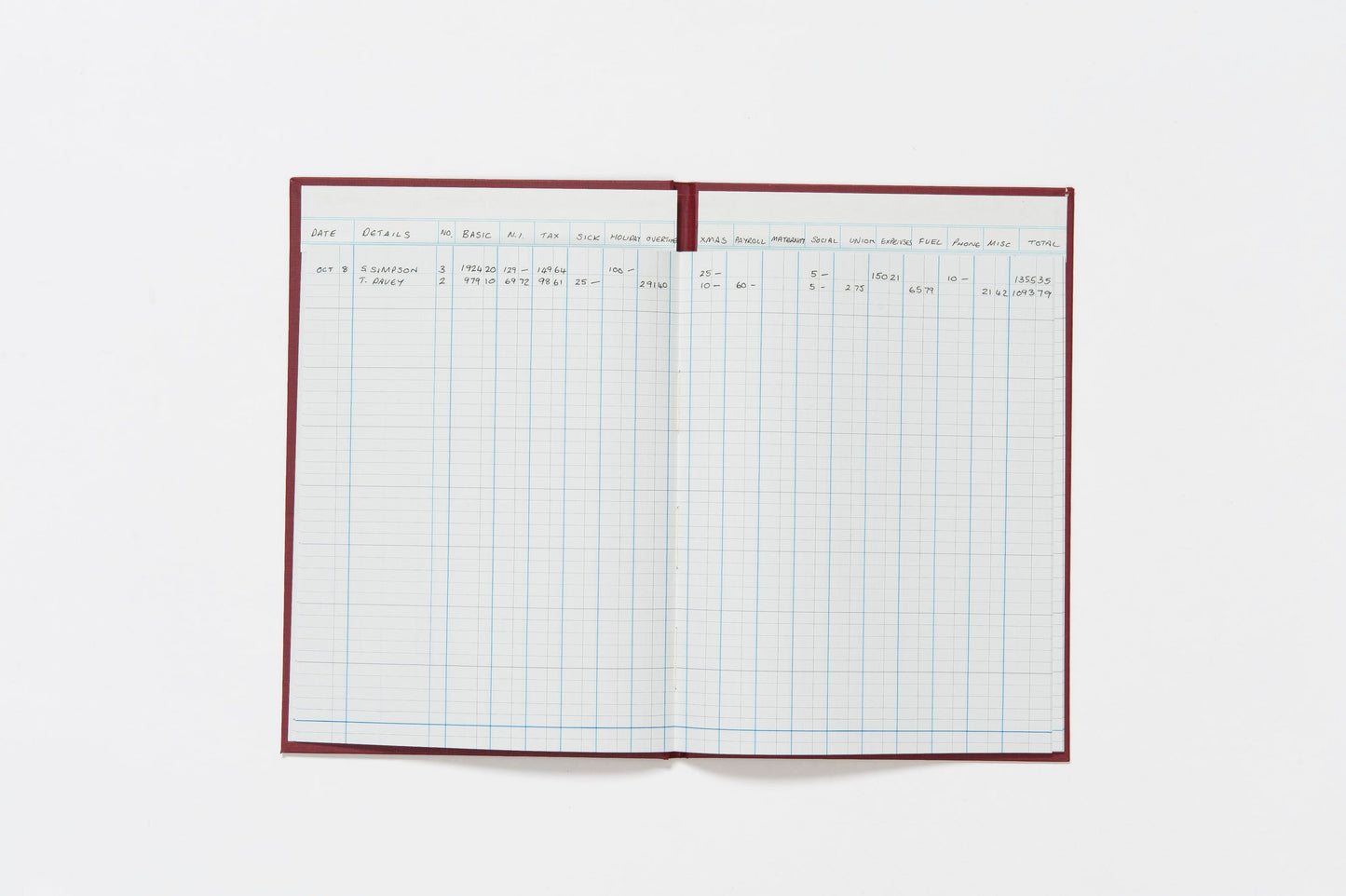 Guildhall Headliner Account Book Casebound 298x203mm 16 Cash Columns 80 Pages Red 38/16Z - ONE CLICK SUPPLIES