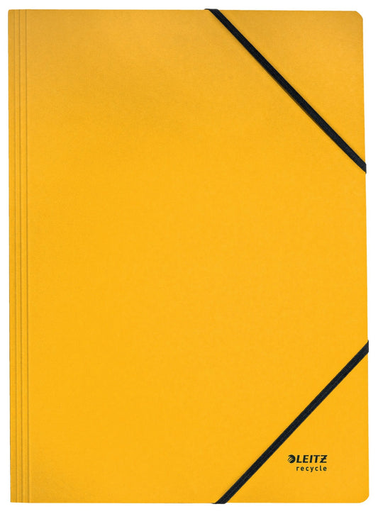 Leitz Recycle Card Folder With Elastic Band Closure A4 Yellow 39080015 - ONE CLICK SUPPLIES