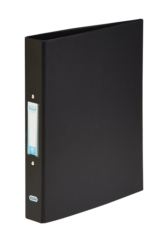 Elba Plastic Ring Binder A4 25mm Capacity 35mm Spine 2 O-Ring Black (Pack 10) 400001512 - ONE CLICK SUPPLIES