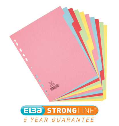 Elba Divider 10 Part A4 160gsm Card Assorted Colours 400007246 - ONE CLICK SUPPLIES