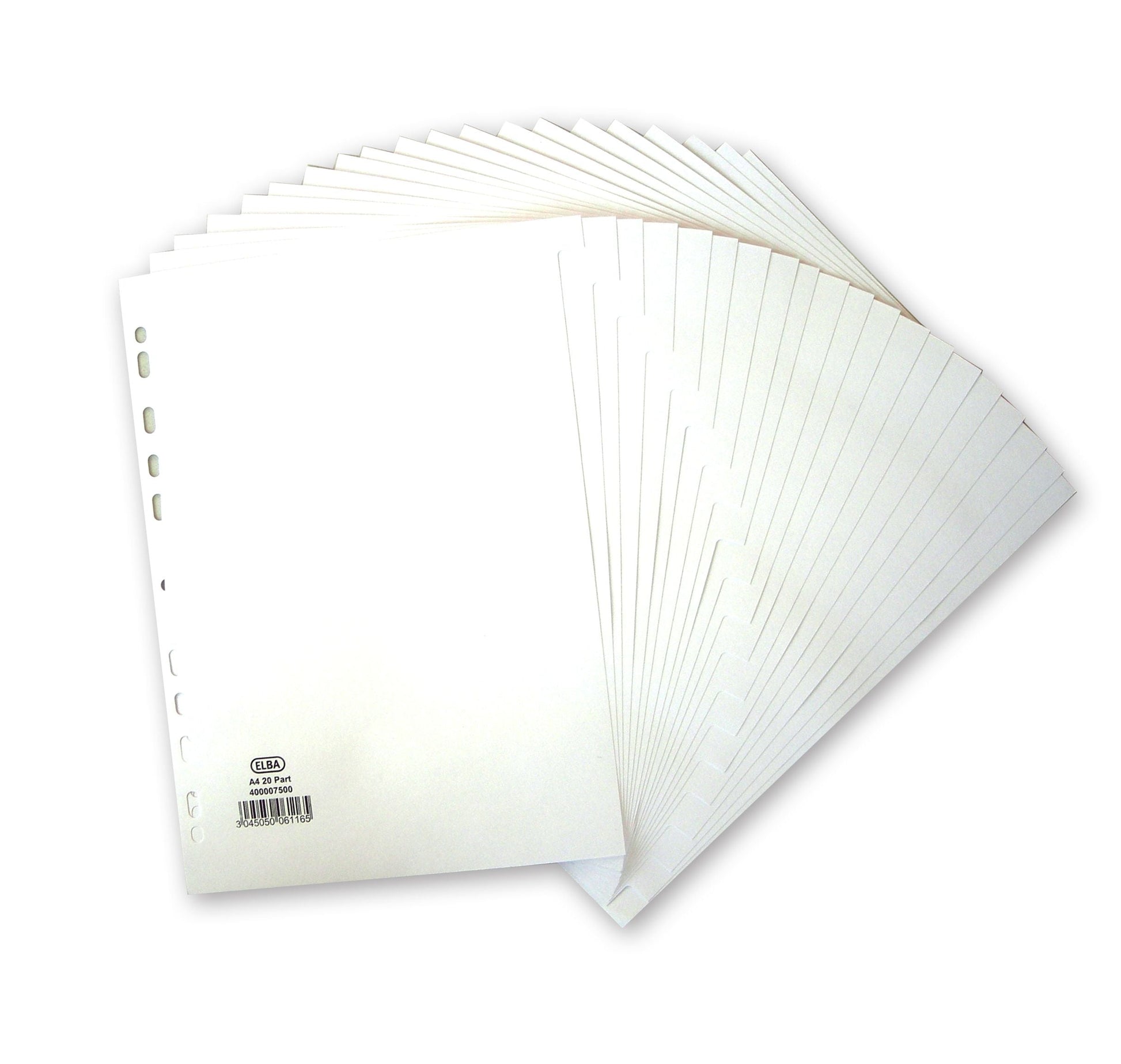 Elba Divider A4 20 Part White Card 400007500 - ONE CLICK SUPPLIES