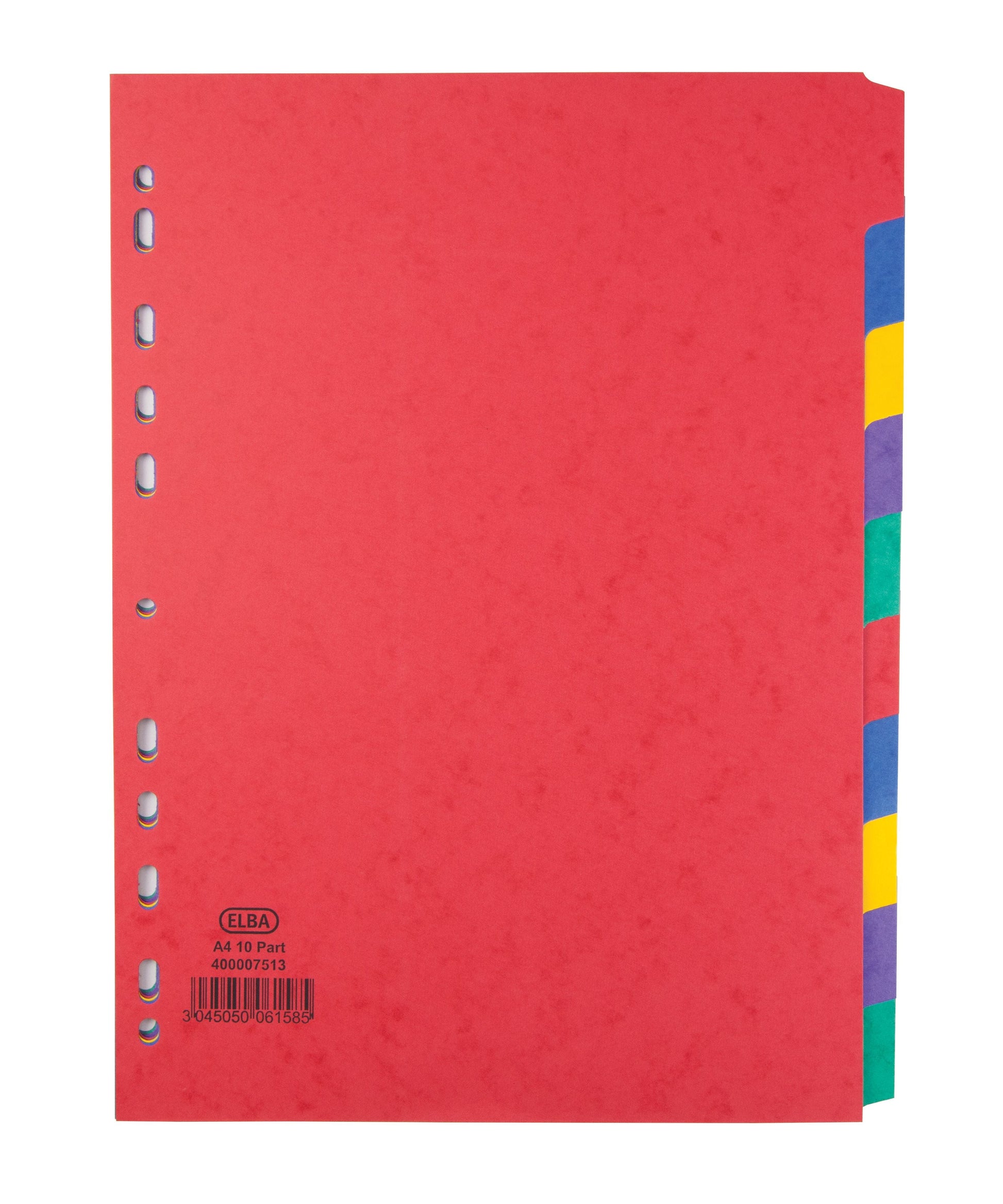 Elba Coloured Pressboard Dividers A4 Euro Punched 10 Part 400007513 - ONE CLICK SUPPLIES