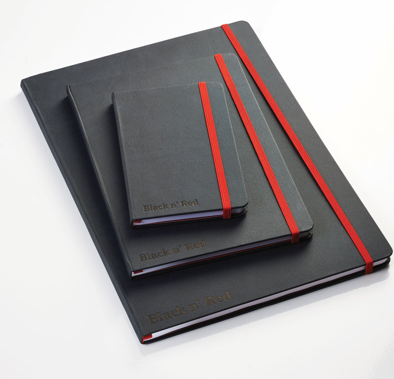 Black n Red Journal A6 Casebound Ruled 144 Pages Black With Red Elastic Strap 400033672 - ONE CLICK SUPPLIES