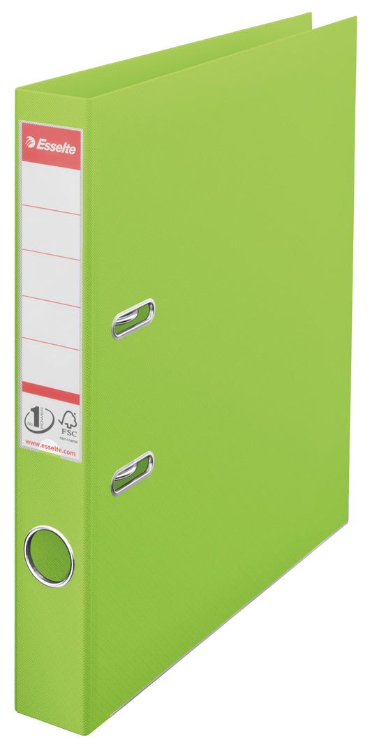 Esselte No.1 VIVIDA Lever Arch File Polypropylene A4 50mm Spine Width Green (Pack 10) 624073 - ONE CLICK SUPPLIES