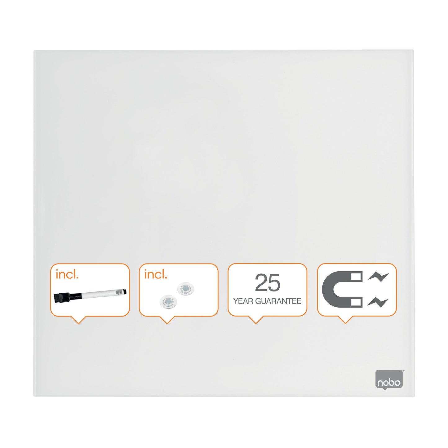 Nobo Magnetic Glass Whiteboard Tile 450x450mm White 1903957 - ONE CLICK SUPPLIES