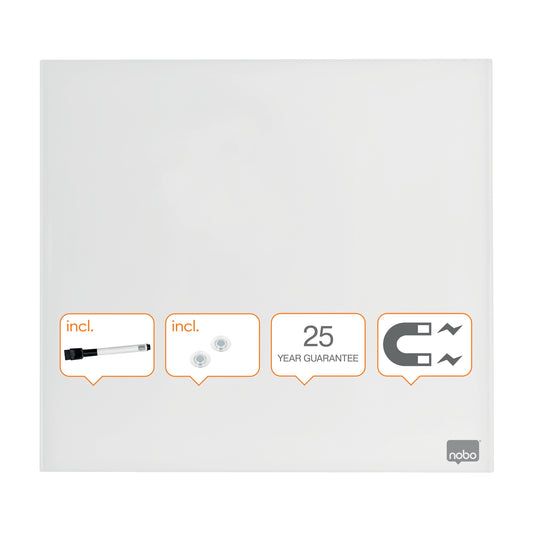 Nobo Magnetic Glass Whiteboard Tile 450x450mm White 1903957 - ONE CLICK SUPPLIES