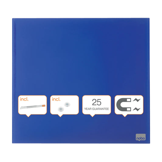 Nobo Magnetic Glass Whiteboard Tile 450x450mm Blue 1903953 - ONE CLICK SUPPLIES