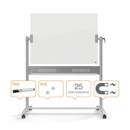 Nobo Mobile Magnetic Glass Whiteboard Brilliant White 1200x900mm 1903943 - ONE CLICK SUPPLIES