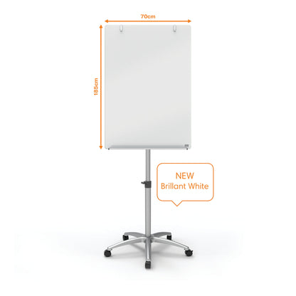 Nobo Glass Mobile Flipchart Easel Magnetic 700x1000mm Silver 1903949 - ONE CLICK SUPPLIES