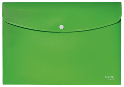 Leitz Recycle Polypropylene Document Wallet With Push Button Closure Green 46780055 - ONE CLICK SUPPLIES