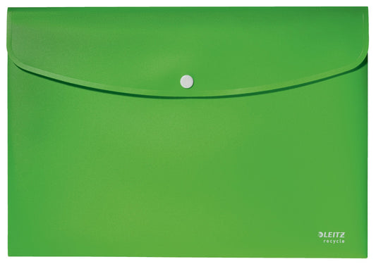 Leitz Recycle Polypropylene Document Wallet With Push Button Closure Green 46780055 - ONE CLICK SUPPLIES