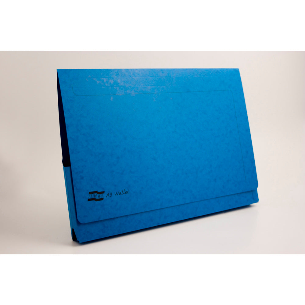 Europa Document Wallet Manilla A3 Full Flap 265gsm Blue (Pack 25) - 4785 - ONE CLICK SUPPLIES