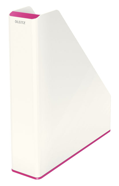 Leitz WOW Dual Colour Magazine File A4 White/Pink 53621023 - ONE CLICK SUPPLIES